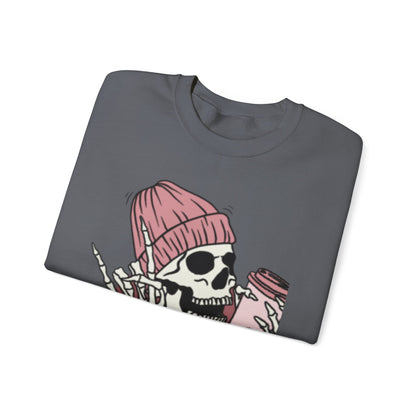 Skull 'Dead Inside but Caffeinated' Crewneck Sweatshirt