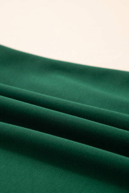 Sea Green Leopard Trim Round Neck Loose T Shirt