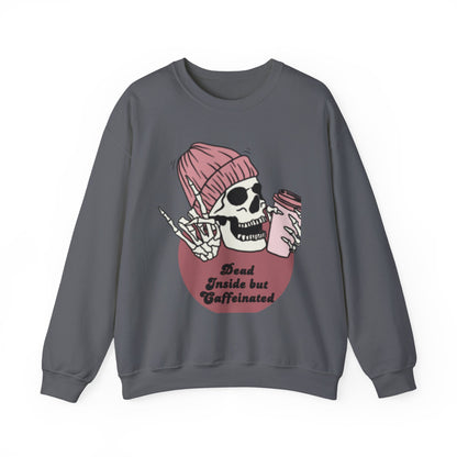 Skull 'Dead Inside but Caffeinated' Crewneck Sweatshirt