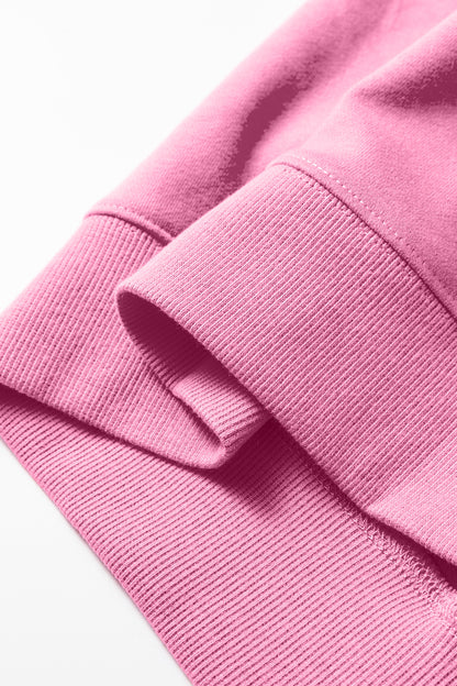 Bright Pink Oversize Blessed Embroidered Mock Neck Sweatshirt