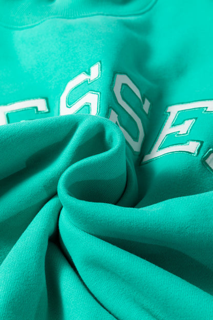 Sea Green Oversize Blessed Embroidered Mock Neck Sweatshirt