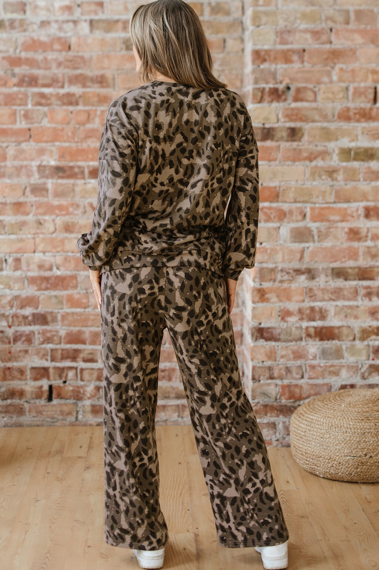 Brown Leopard Print Pant Set